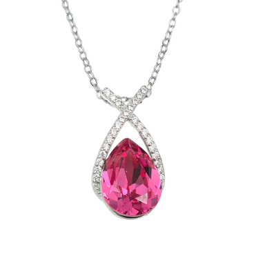 گردنبند نقره زنانه طرح سواروسکی کد swar44 رنگ صورتی