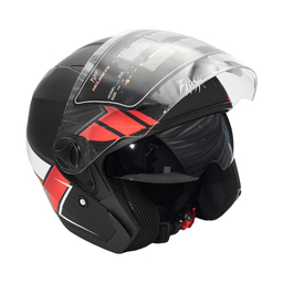 کلاه کاسکت بدون فک فلش مدل 868 matt black-red-white