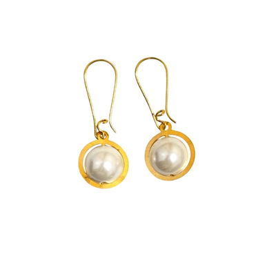 گوشواره طلا 18 عیار زنانه مدل مروارید سفید کد 021