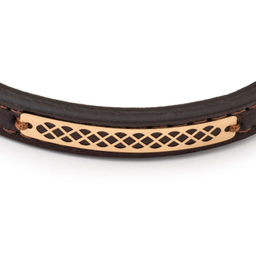 دستبند چرم و طلا 18 عیار مردانه داریم طرح بند کد D05