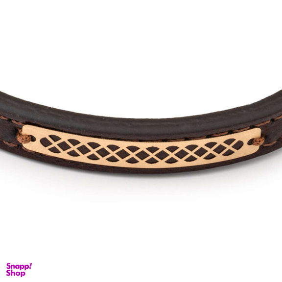 دستبند چرم و طلا 18 عیار مردانه داریم طرح بند کد D05