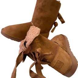 بوت زنانه طرح اگ مدل پشت بندی رنگ عسلی