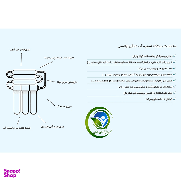 دستگاه تصفیه کننده آب خانگی اولانسی مدل RO-A930