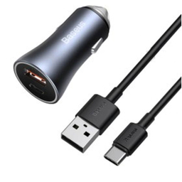 شارژر فندکی بیسوس مدل tzccjd-0g به همراه کابل تبدیل USB-C