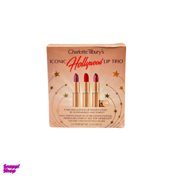 رژ لب جامد شارلوت تیلبری مدل Iconic Hollywood Lip Trio مجموعه 3 عددی