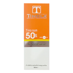 کرم ضد آفتاب بدون رنگ تینولا بیوتی SPF 50 مدل 001  مناسب پوست های چرب و معمولی حجم 40 میلی لیتر
