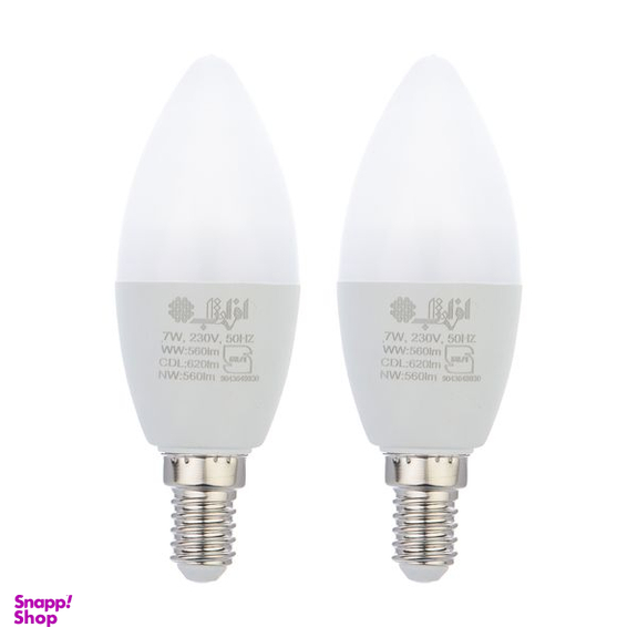 لامپ ال ای دی 7 وات شمعی افراتاب مدل AF-C37-7W پایه E14 بسته 2 عددی