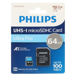 کارت حافظه‌ microSDHC فیلیپس مدل Ultra Pro کلاس 10 استاندارد UHS-I سرعت 100MBps ظرفیت 64 گیگابایت به همراه آداپتور