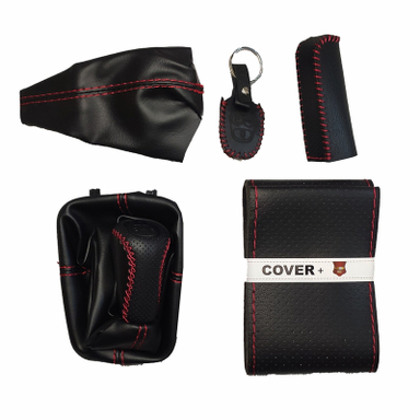 روکش فرمان مدل QUBLR-LUXE به همراه سردنده وگردگیر و روکش ترمز دستی و کاور سوئیچ مناسب برای کوئیک