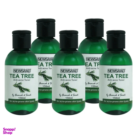 تونر پاک کننده صورت نیوساد مدل Tee Tree مناسب پوست آکنه ای حجم 150 میلی لیتر بسته 5 عددی