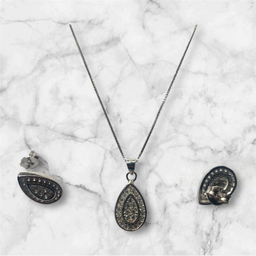 نیم ست نقره زنانه طرح اشک کد 4010