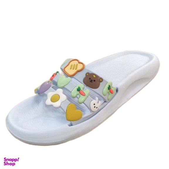 دمپایی دخترانه زیتون مدل کیوتی رنگ آبی روشن