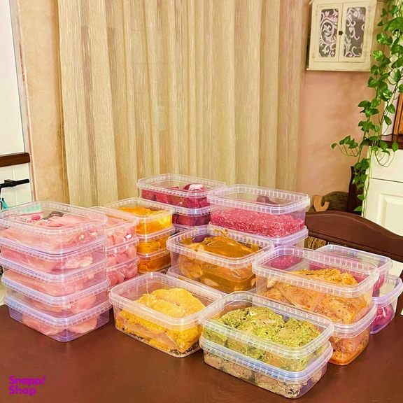 ظرف فريزری و مايكروويوی پولاد پویش مدل پلمپ شونده كد 1000cc بسته 12 عددي