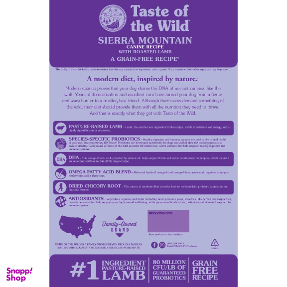 غذای خشک سگ تیست آف وایلد کد 074198614295 وزن 12.2 کیلوگرم