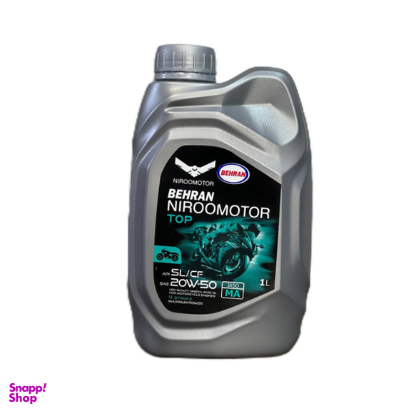 روغن موتور سیکلت بهران نیرو موتور مدل 20W50 استاندارد Jaso MA حجم یک لیتر