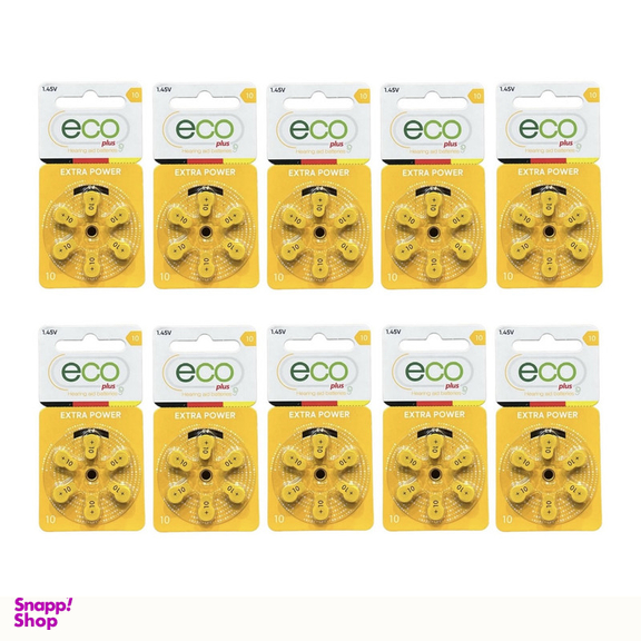 باتری سمعک اکو پلاس مدل 10 بسته ۶۰ عددی