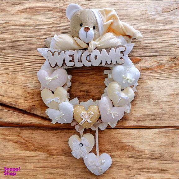 آویز تزیینی اتاق کودک طرح خرس نانان مدل Welcome کد W/Crm