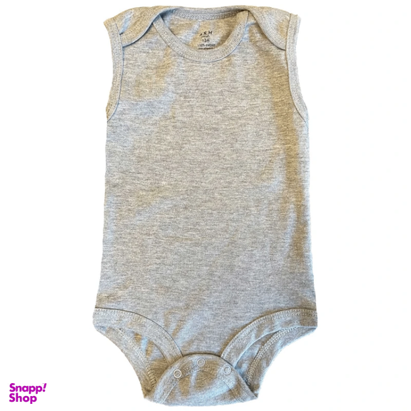 بادی نوزادی آرم پوش مدل یقه باز شو کد T001 رنگ طوسی