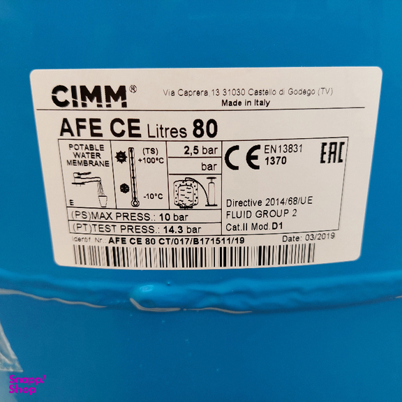 منبع تحت فشار CIMM مدل عمودی ظرفیت 80 لیتر