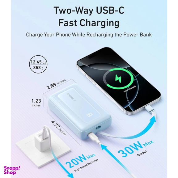 پاوربانک انکر مدل Zolo 30W A1689 ظرفیت 20000 میلی آمپر ساعت