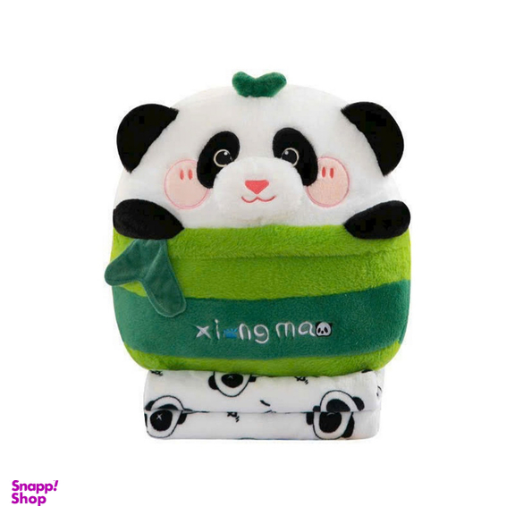 عروسک بالشتی طرح خرس پاندا مدل توپی کد JI110 ارتفاع 45 سانتی متر به همراه پتو