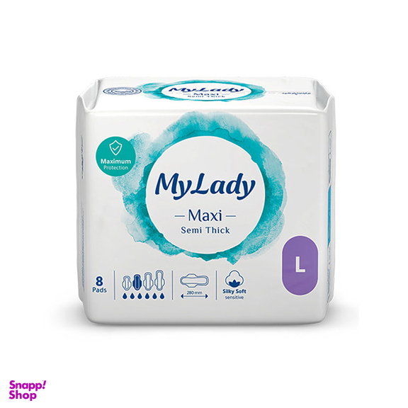 نوار بهداشتی مای لیدی مکسی مدل به نرمی ابریشم سایز بزرگ بسته 8 عددی