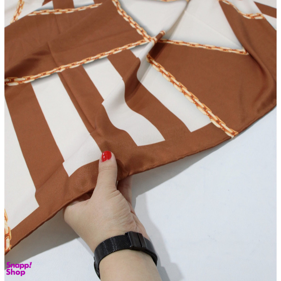 روسری زنانه آنالیا مدل ابریشم دست دوز طرح زنجیری کلاسیک کد ana-2821