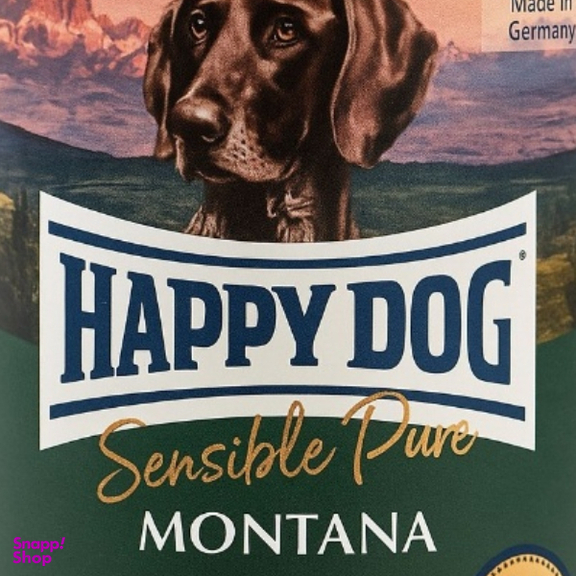 کنسرو سگ هپی داگ مدل مونتانا طعم گوشت اسب وزن 400 گرم