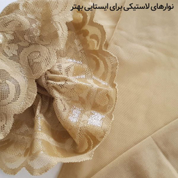 جوراب ساق بلند زنانه ماییلدا مدل لبه گیپوری نازک کد 4927-4445 رنگ کرم
