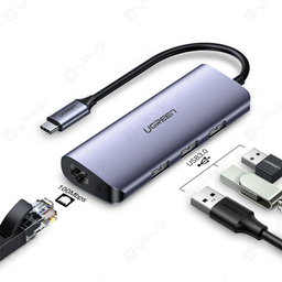هاب 3 پورت Type C به USB 3.0 با پورت LAN یوگرین مدل CM252