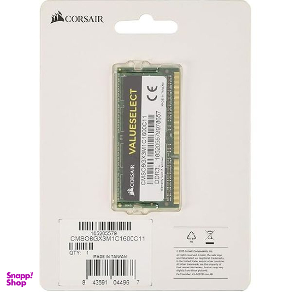 رم لپ تاپ DDR3L تک کاناله 1600 مگاهرتز CL11 کورسیر مدل VALUESELECT ظرفیت 8 گیگابایت
