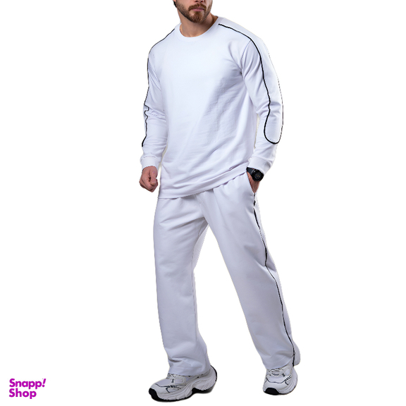 ست تیشرت و شلوار مردانه گلکسی کد 9 رنگ سفید