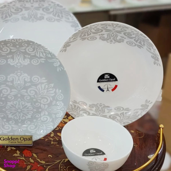 بشقاب غذاخوری گلدن اپال مدل ترنج کد A مجموعه 6 عددی