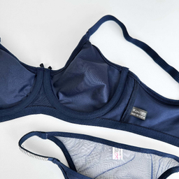 ست شورت و سوتین زنانه نوشه پوش مدل فنردار توری کد 90102 رنگ سرمه ای