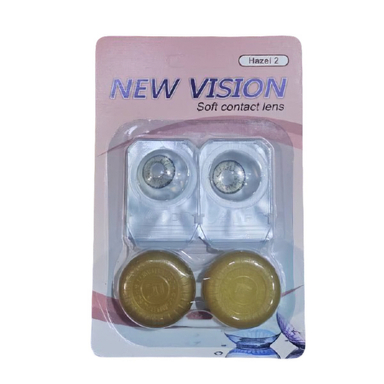 لنز چشم روزانه نیوویژن رنگ عسلی دور مشکی شماره 109 به همراه جالنزی