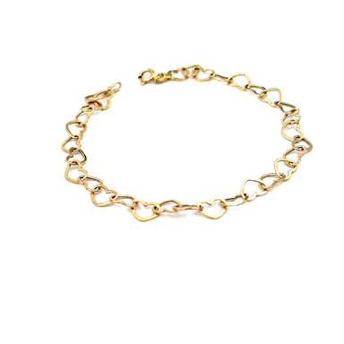 دستبند طلا 18 عیار زنانه طرح قلبی کد 136002