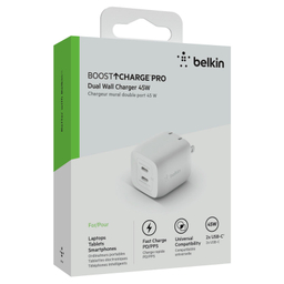 شارژر دیواری 45 وات بلکین مدل WCH011vfWH USB-C PD/GaN/PPS