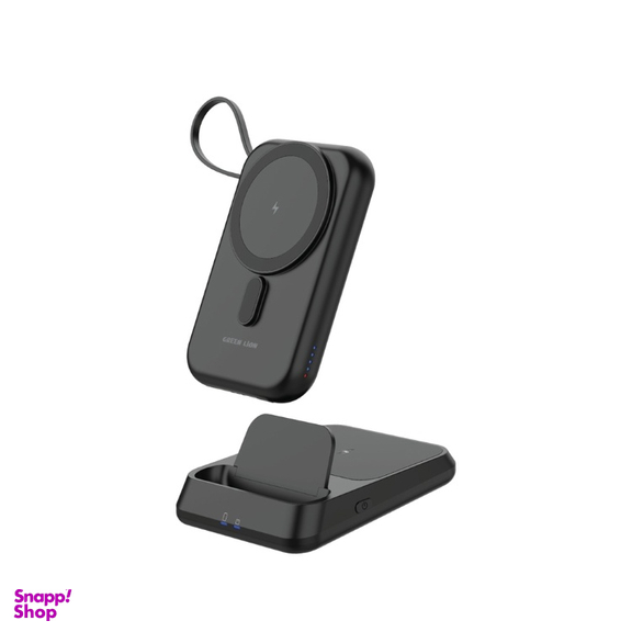 پاوربانک مغناطیسی پایه دار گرین لاین مدل 3in1 MagSafe ظرفیت 10000 میلی آمپر ساعت