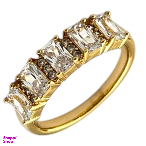 انگشتر زنانه ژوپینگ مدل تنیسی جواهری کد R5143 رنگ طلایی