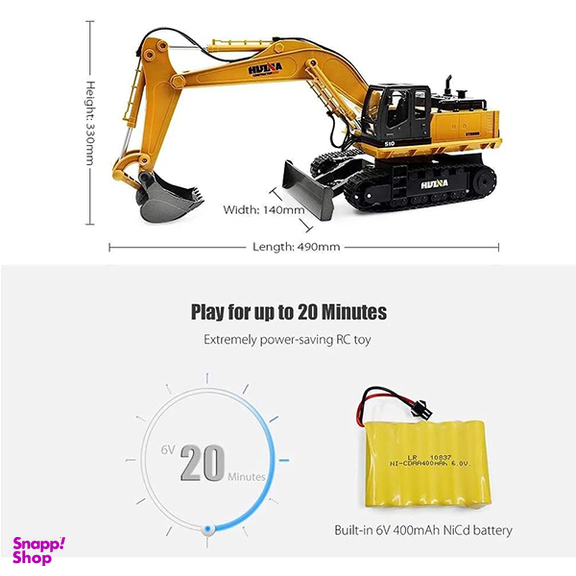 ماشین بازی کنترلی هوینا مدل HUINA 1510 RC Excavator