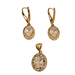 نیم ست طلا 18 عیار زنانه مدل دوشس طرح جواهر برلیان کد 127