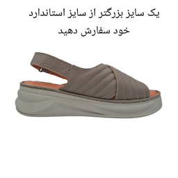 صندل طبی زنانه چرم ریباری مدل R70 رنگ ویزون
