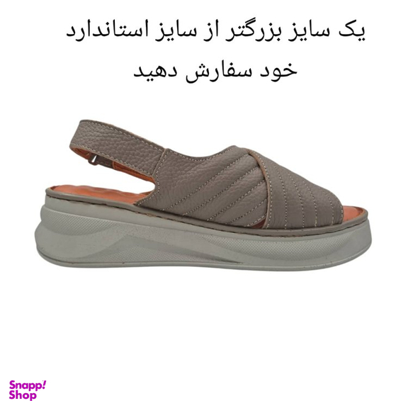 صندل طبی زنانه چرم ریباری مدل R70 رنگ ویزون