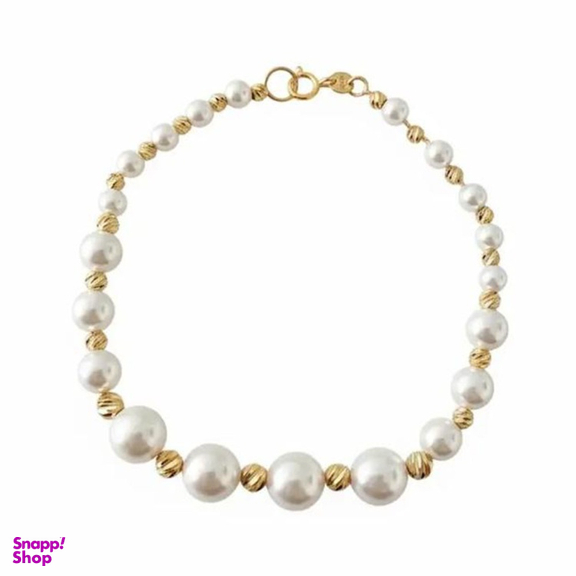 دستبند طلا 18 عیار زنانه مدل مروارید و گوی کد A34