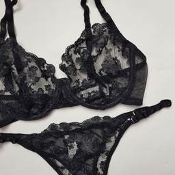 ست شورت و سوتین زنانه برتا مدل توری کد 2020SQ رنگ مشکی