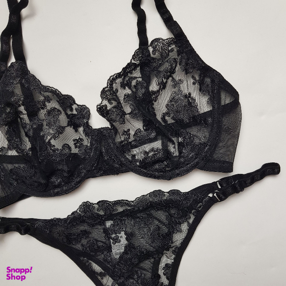 ست شورت و سوتین زنانه برتا مدل توری کد 2020SQ رنگ مشکی