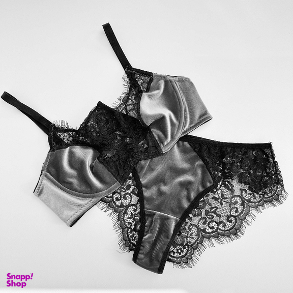 ست سوتین و شورت زنانه نوشه پوش مدل پلانچ کد 85001 رنگ طوسی