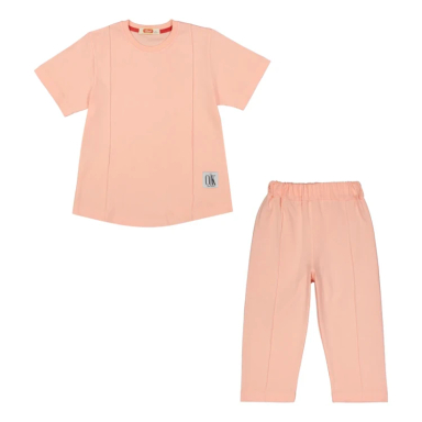 ست تیشرت و شلوار دخترانه مادر مدل آوینا کد AM-MA-Avina رنگ صورتی
