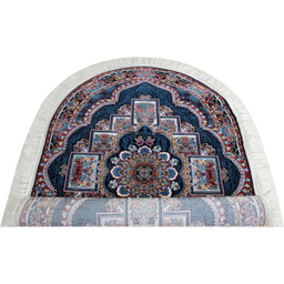 فرش ماشینی مدل بیضی طرح ناردون زمینه سرمه ای