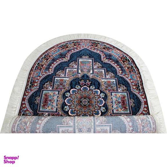 فرش ماشینی مدل بیضی طرح ناردون زمینه سرمه ای